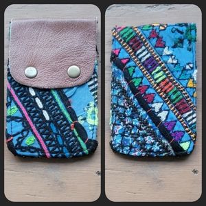 🌎👽 Free People Boho Embroidered Repurposed vtg banjara hippie Wallet card case